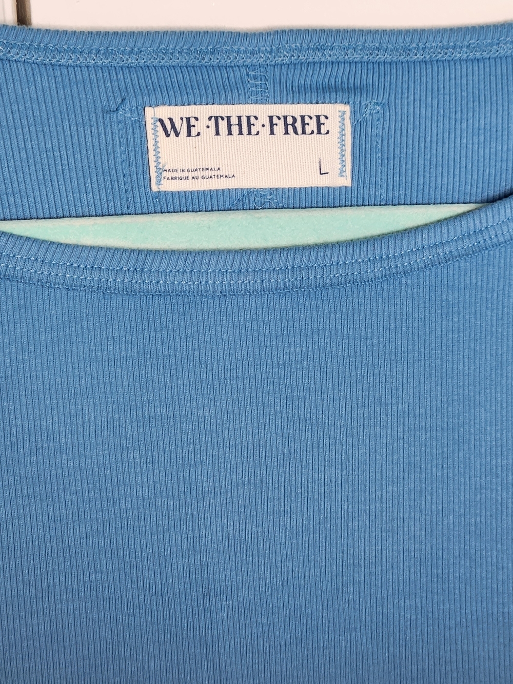 ✨️Free People We The Free Blue Ribbed Long Sleeve Top Size L NWT 💙